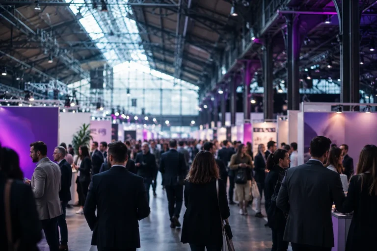 Vue d'ensemble de l'allée d'un salon professionnel